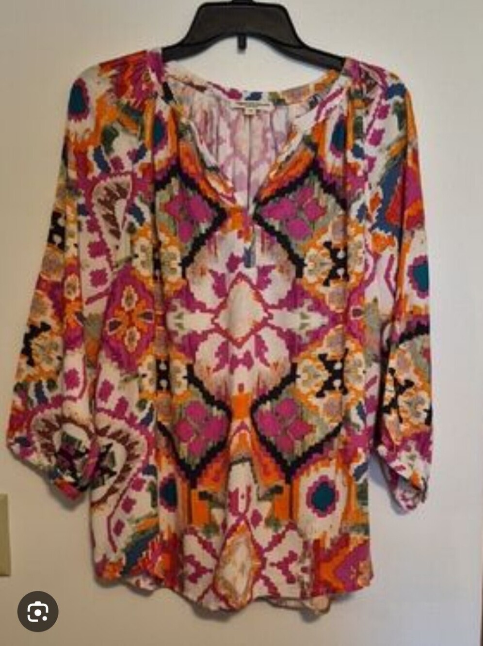 Christian Siriano Multicolor Geometric Floral Tunic - Pink & Orange Accents